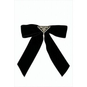Prada Black Velvet Bow Hair Accessory - NWT